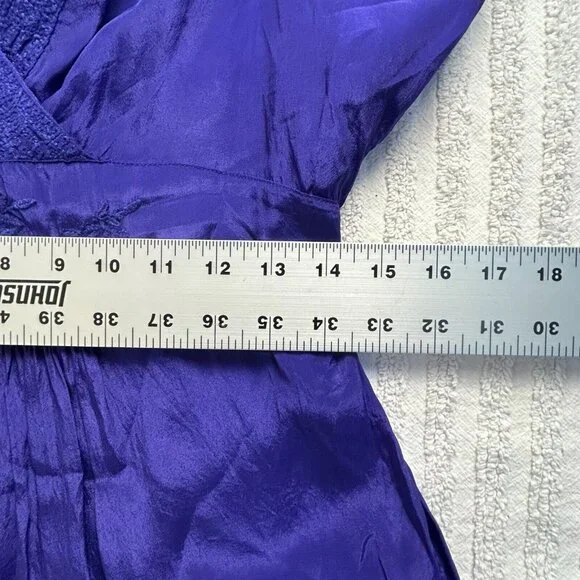 Anthropologie Maeve Tunic Top Blouse Womens 12 Purple Floral V-Neck Short Sleeve - Picture 7 of 8